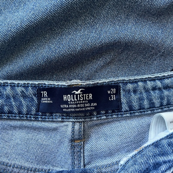 HOLLISTER ULTRA HIGH-RISE DAD JEAN VINTAGE STRETCH SIZE 7R 28W 31L - Picture 7 of 8